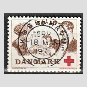 FRIMRKER DANMARK | 1969 - AFA 491 - Dans Rde Kors tillgsvrdi - 50 + 10 re brun/rd - Pragt Stemplet