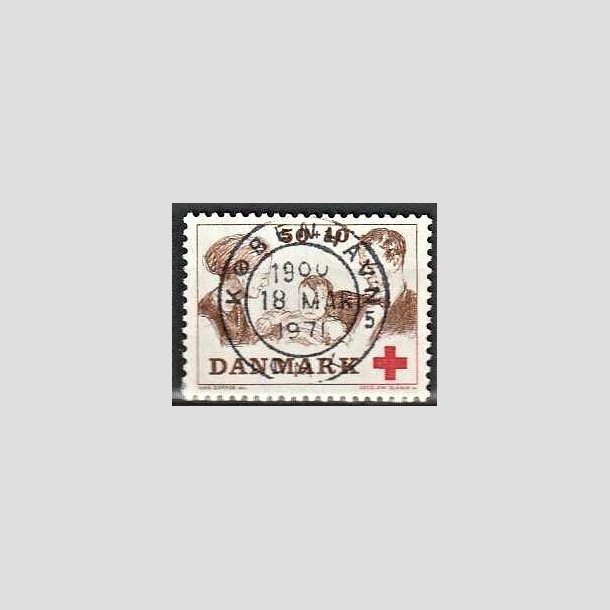 FRIMRKER DANMARK | 1969 - AFA 491 - Dans Rde Kors tillgsvrdi - 50 + 10 re brun/rd - Pragt Stemplet