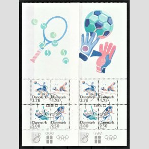 FRIM�RKER DANMARK | 1996 - AFA 1115A+B - Sport - 23,00 kr. Miniarks�t med vignetter med fodbold og tennis - P�nt Stemplet