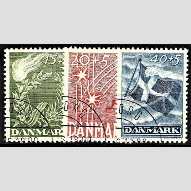 FRIMRKER DANMARK | 1947 - AFA 299-301 - Modstandsbevgelsen - 15-40 re + 5 re i st - Flot Stemplet (Klik for at se udvalget af pne mrker)