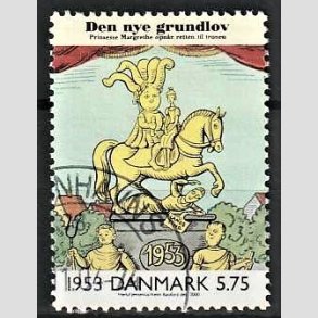 FRIMRKER DANMARK | 2000 - AFA 1258 - 1900-tallet. Serie 3. - 5,75 Kr. Bladtegning 1953 - Pnt Stemplet