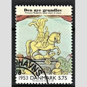 FRIMRKER DANMARK | 2000 - AFA 1258 - 1900-tallet. Serie 3. - 5,75 Kr. Bladtegning 1953 - Pnt Stemplet