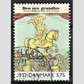 FRIMRKER DANMARK | 2000 - AFA 1258 - 1900-tallet. Serie 3. - 5,75 Kr. Bladtegning 1953 - Pnt Stemplet