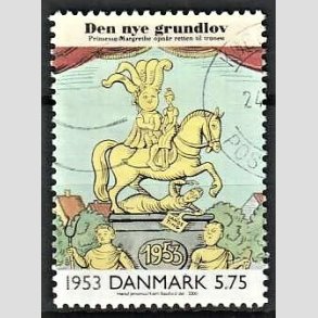 FRIMRKER DANMARK | 2000 - AFA 1258 - 1900-tallet. Serie 3. - 5,75 Kr. Bladtegning 1953 - Stemplet