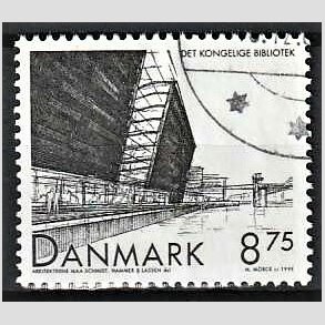 FRIMRKER DANMARK | 1999 - AFA 1221 - Det Konglige Bibliotek - 8,75 Kr. sort - Pnt Stemplet