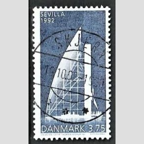 FRIM�RKER DANMARK | 1992 - AFA 1026 - EXPO 92 i Sevilla - 3,75 Kr. bl� - Pragt Stemplet Skjern