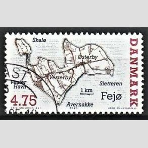 FRIMRKER DANMARK | 1995 - AFA 1087 - Danske smer - 4,75 Kr. flerfarvet - Pnt Stemplet