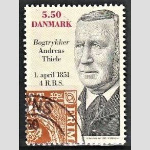 FRIMRKER DANMARK | 2001 - AFA 1277 - Frste danske frimrke 150 r. - 5,50 Kr. Andreas Thiele - Pnt Stemplet