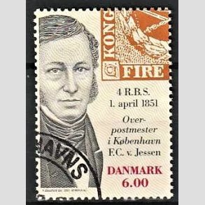 FRIMRKER DANMARK | 2001 - AFA 1278 - Frste danske frimrke 150 r. - 6,00 Kr. F.C.V. Jessen - Pnt Stemplet