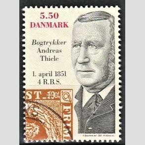 FRIMRKER DANMARK | 2001 - AFA 1277 - Frste danske frimrke 150 r. - 5,50 Kr. Andreas Thiele - Pnt Stemplet