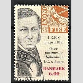 FRIMRKER DANMARK | 2001 - AFA 1278 - Frste danske frimrke 150 r. - 6,00 Kr. F.C.V. Jessen - Pnt Stemplet
