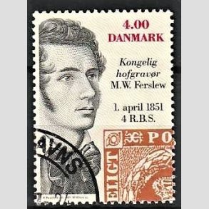 FRIMRKER DANMARK | 2001 - AFA 1276 - Frimrket 150 r - 4,00 kr. M. W. Ferslev flerfarvet - Pnt Stemplet