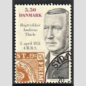 FRIMRKER DANMARK | 2001 - AFA 1277 - Frste danske frimrke 150 r. - 5,50 Kr. Andreas Thiele - Pnt Stemplet