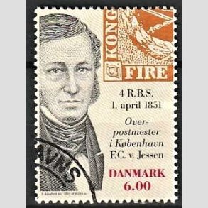 FRIMRKER DANMARK | 2001 - AFA 1278 - Frste danske frimrke 150 r. - 6,00 Kr. F.C.V. Jessen - Pnt Stemplet