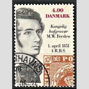 FRIMRKER DANMARK | 2001 - AFA 1276 - Frimrket 150 r - 4,00 kr. M. W. Ferslev flerfarvet - Pnt Stemplet
