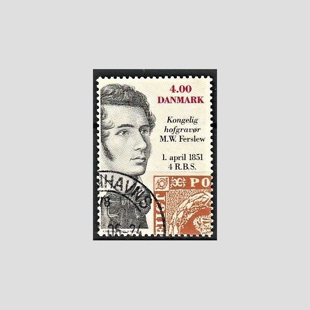 FRIMRKER DANMARK | 2001 - AFA 1276 - Frimrket 150 r - 4,00 kr. M. W. Ferslev flerfarvet - Pnt Stemplet