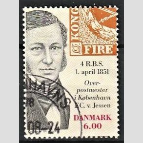 FRIMRKER DANMARK | 2001 - AFA 1278 - Frste danske frimrke 150 r. - 6,00 Kr. F.C.V. Jessen - Pnt Stemplet