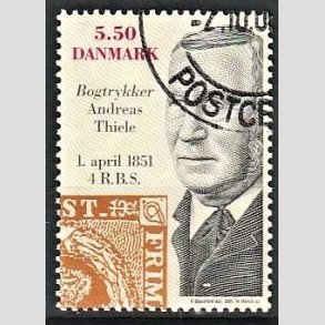 FRIMRKER DANMARK | 2001 - AFA 1277 - Frste danske frimrke 150 r. - 5,50 Kr. Andreas Thiele - Pnt Stemplet