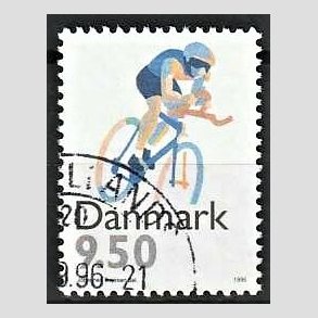 FRIMRKER DANMARK | 1996 - AFA 1114 - Sport - 9,50 Kr. flerfarvet - Pnt Stemplet