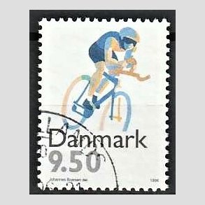 FRIMRKER DANMARK | 1996 - AFA 1114 - Sport - 9,50 Kr. flerfarvet - Pnt Stemplet