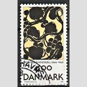 FRIMRKER DANMARK | 1996 - AFA 1129 - Thorvald Bindesbll - 4,00 Kr. flerfarvet - Pnt Stemplet