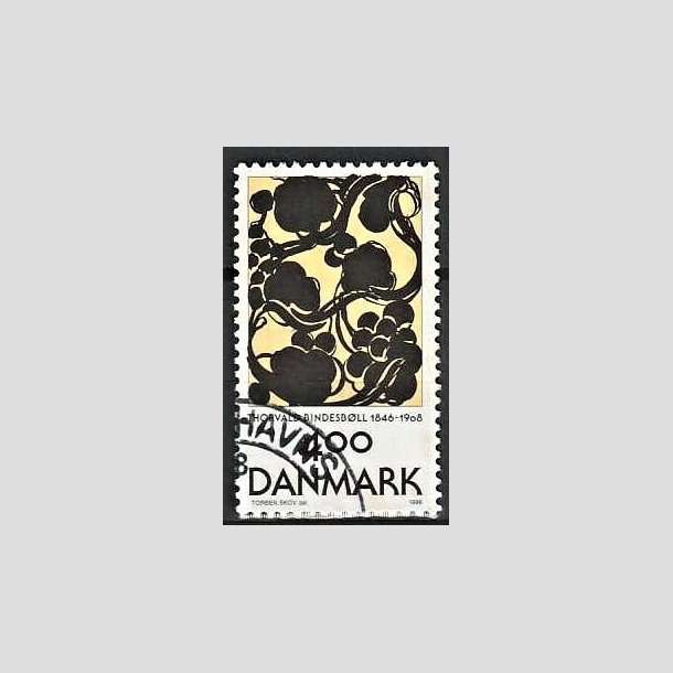 FRIMRKER DANMARK | 1996 - AFA 1129 - Thorvald Bindesbll - 4,00 Kr. flerfarvet - Pnt Stemplet