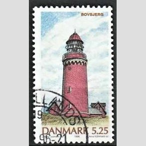 FRIMRKER DANMARK | 1996 - AFA 1126 - Danske fyrtrne - 5,25 Kr. flerfarvet - Pnt Stemplet