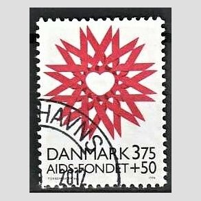 FRIMRKER DANMARK | 1996 - AFA 1130 - AIDS-Fondet - 3,75 Kr. + 50 re rd/sort - Pnt Stemplet