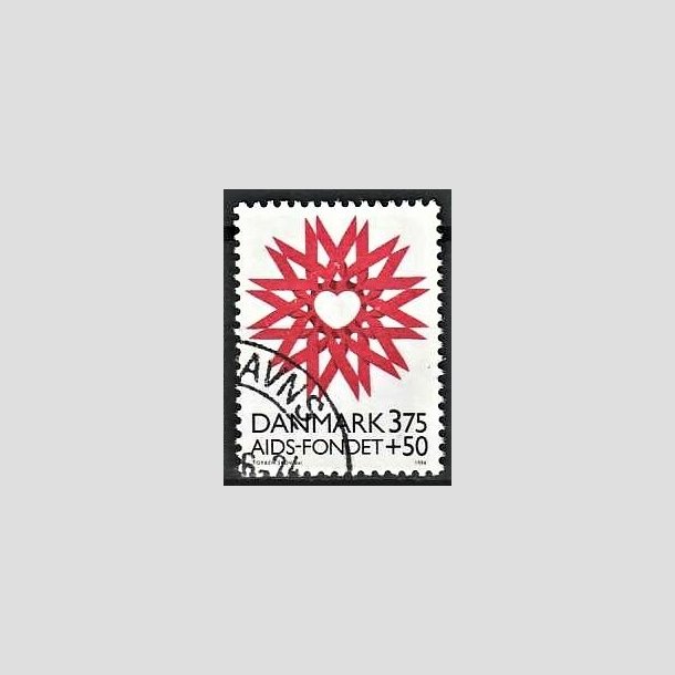 FRIMRKER DANMARK | 1996 - AFA 1130 - AIDS-Fondet - 3,75 Kr. + 50 re rd/sort - Pnt Stemplet