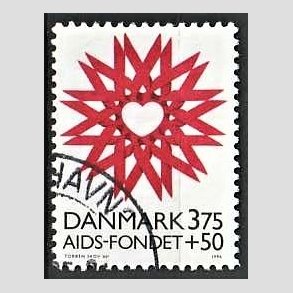 FRIMRKER DANMARK | 1996 - AFA 1130 - AIDS-Fondet - 3,75 Kr. + 50 re rd/sort - Pnt Stemplet
