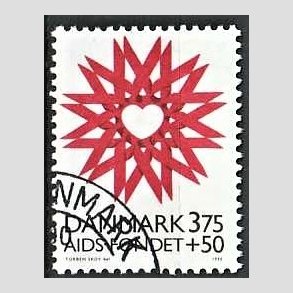FRIMRKER DANMARK | 1996 - AFA 1130 - AIDS-Fondet - 3,75 Kr. + 50 re rd/sort - Pnt Stemplet