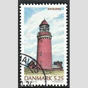 FRIMRKER DANMARK | 1996 - AFA 1126 - Danske fyrtrne - 5,25 Kr. flerfarvet - Pnt Stemplet