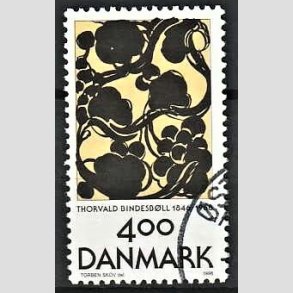 FRIMRKER DANMARK | 1996 - AFA 1129 - Thorvald Bindesbll - 4,00 Kr. flerfarvet - Pnt Stemplet