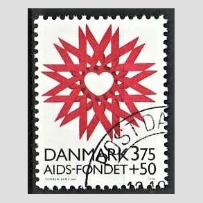 FRIMRKER DANMARK | 1996 - AFA 1130 - AIDS-Fondet - 3,75 Kr. + 50 re rd/sort - Pnt Stemplet