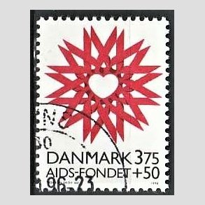 FRIMRKER DANMARK | 1996 - AFA 1130 - AIDS-Fondet - 3,75 Kr. + 50 re rd/sort - Pnt Stemplet