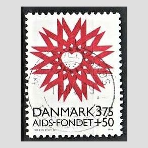 FRIMRKER DANMARK | 1996 - AFA 1130 - AIDS-Fondet - 3,75 Kr. + 50 re rd/sort - Pnt Stemplet