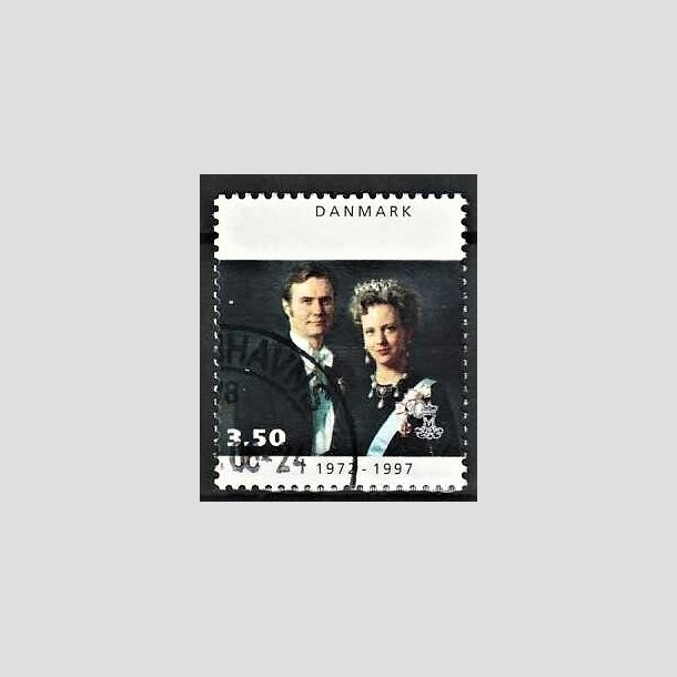 FRIMRKER DANMARK | 1997 - AFA 1134 - Margrethe 25 rs regeringsjubilun - 3,50 Kr. Dronning Margrethe og Prins Henrik - Pnt Stemplet