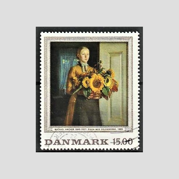 FRIMRKER DANMARK | 1996 - AFA 1132 - Michael Ancher - 15,00 kr. "Pigen med solsikkerne" flerfarvet - Stemplet