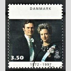 FRIMRKER DANMARK | 1997 - AFA 1134 - Margrethe 25 rs regeringsjubilun - 3,50 Kr. Dronning Margrethe og Prins Henrik - Pnt Stemplet