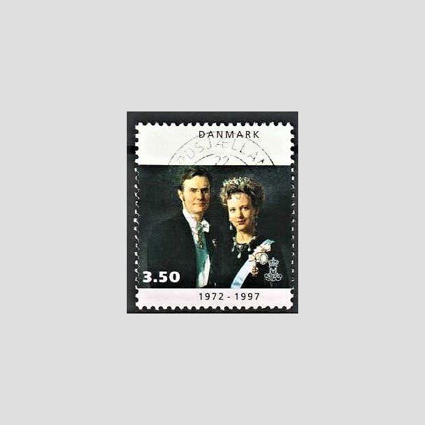 FRIMRKER DANMARK | 1997 - AFA 1134 - Margrethe 25 rs regeringsjubilun - 3,50 Kr. Dronning Margrethe og Prins Henrik - Pnt Stemplet