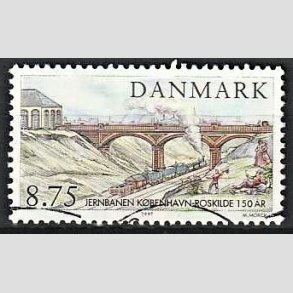 FRIMRKER DANMARK | 1997 - AFA 1149 - Jernbanen Kbenhavn-Roskilde 150 r. - 8,75 Kr. Carlsbergbroen - Stemplet