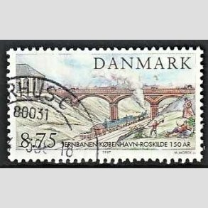 FRIMRKER DANMARK | 1997 - AFA 1149 - Jernbanen Kbenhavn-Roskilde 150 r. - 8,75 Kr. Carlsbergbroen - Pnt Stemplet