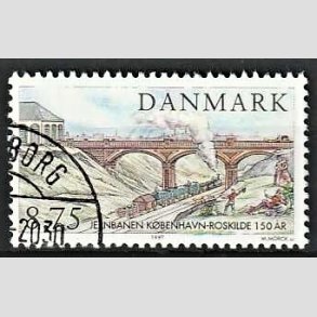 FRIMRKER DANMARK | 1997 - AFA 1149 - Jernbanen Kbenhavn-Roskilde 150 r. - 8,75 Kr. Carlsbergbroen - Pnt Stemplet