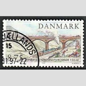 FRIMRKER DANMARK | 1997 - AFA 1149 - Jernbanen Kbenhavn-Roskilde 150 r. - 8,75 Kr. Carlsbergbroen - Pnt Stemplet