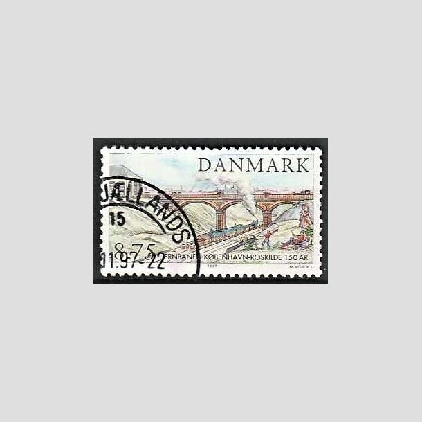 FRIMRKER DANMARK | 1997 - AFA 1149 - Jernbanen Kbenhavn-Roskilde 150 r. - 8,75 Kr. Carlsbergbroen - Pnt Stemplet