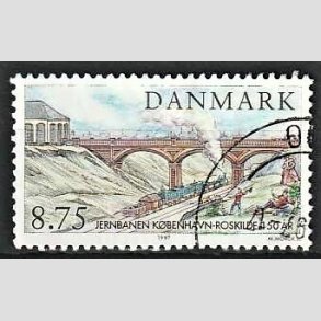FRIMRKER DANMARK | 1997 - AFA 1149 - Jernbanen Kbenhavn-Roskilde 150 r. - 8,75 Kr. Carlsbergbroen - Stemplet