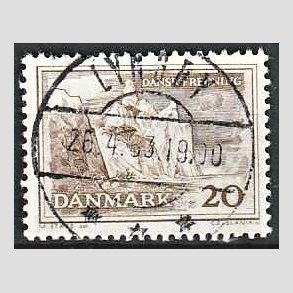 FRIM�RKER DANMARK | 1962 - AFA 411 - M�ns klint - 20 �re gr�brun - Pragt Stemplet Lyngby