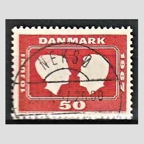 FRIM�RKER DANMARK | 1967 - AFA 458F - Kongeligt bryllup - 50 �re r�d - Pragt Stemplet Neks�