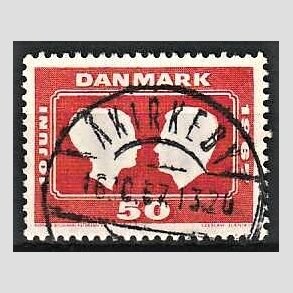 FRIM�RKER DANMARK | 1967 - AFA 458F - Kongeligt bryllup - 50 �re r�d - Pragt Stemplet �kirkeby