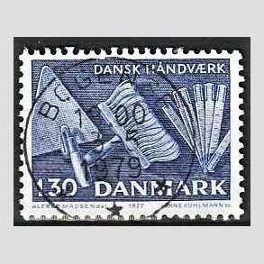 FRIM�RKER DANMARK | 1977 - AFA 643 - Dansk h�ndv�rk - 1,30 Kr. bl� - Pragt Stemplet Randers